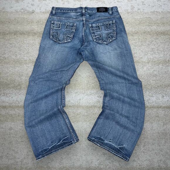 Vintage Skater Flared Leg Jeans Bailey PT Medium Wash Bootcut Denim Rap Art Y2K